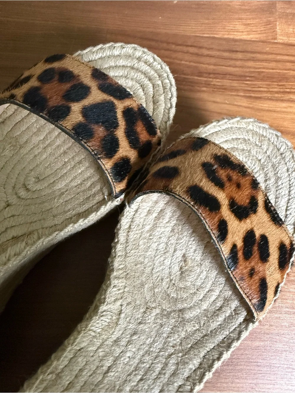 J.Crew Platform espadrille sandals in leopard calf hair, size 10